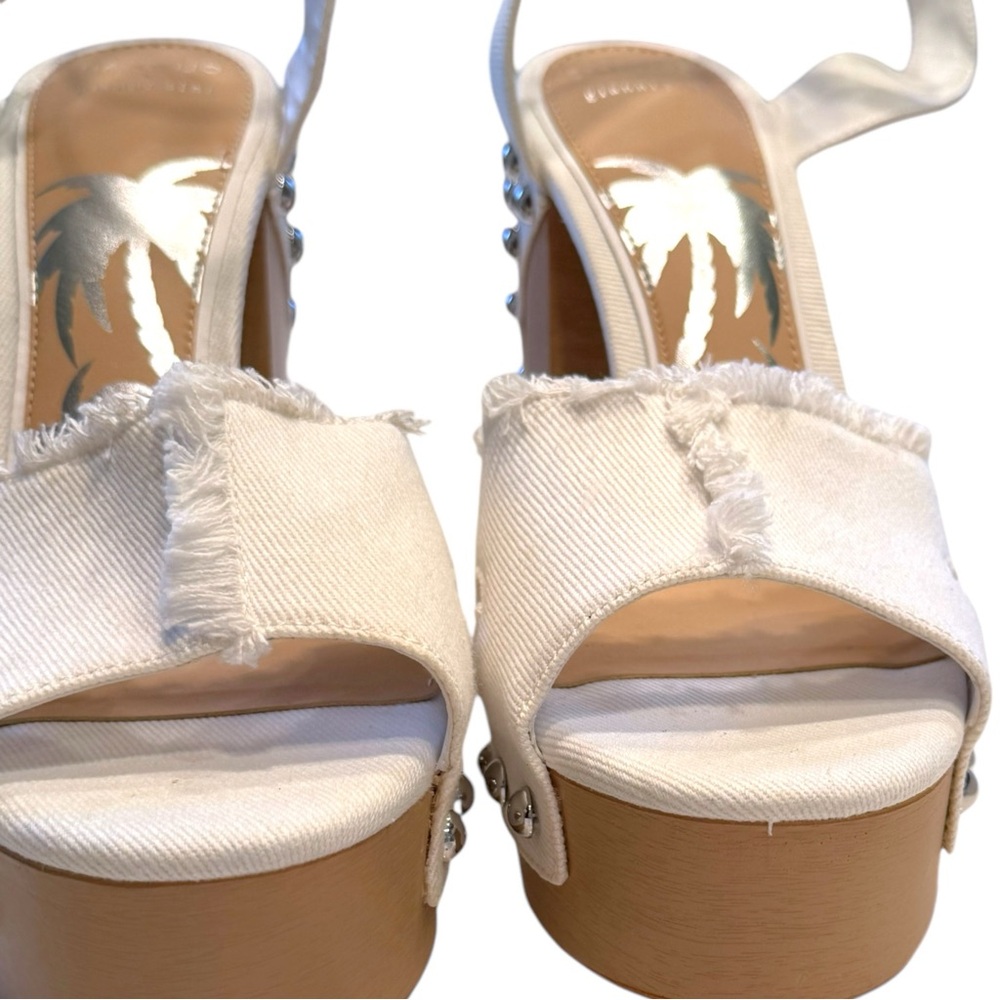 Gianni Bini DAISY White Denim Studded Platform Sandals - Picture 11 of 12